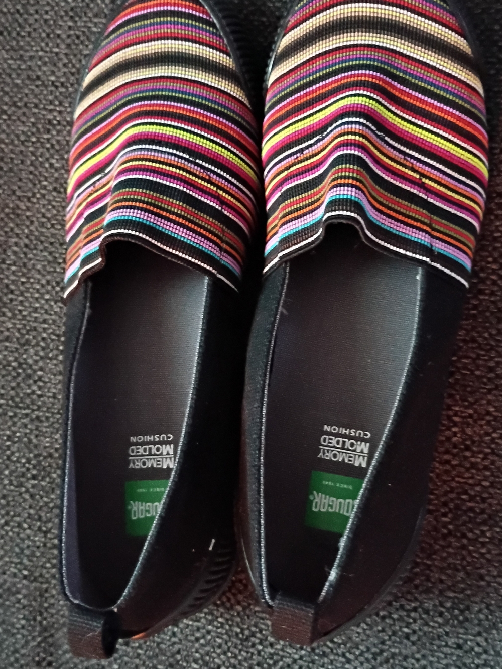 Cougar Women’s Slip-On Flats with Bright Multi-Stripe Upper